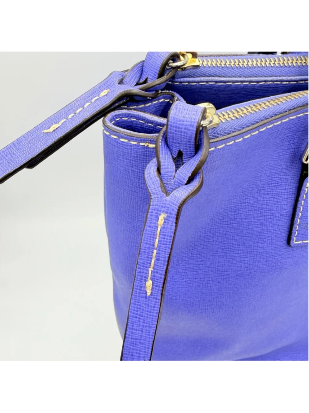 DOONEY & BOURKE Saffiano Double Zip Satchel VIOLET Italian Leather Handbag